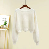 Women Autumn Winter Warm Knitted Two Pieces Sets Korean Long Sleeve Pullover Sweater Top And High Waist Skirts