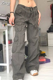retro solid color overalls jeans women's Y2K street hip-hop trend all-match wide-leg pants couple casual loose
