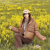 Autumn Winter Women Warm Thick Vintage Down Jacket Lapel Baggy Long Sleeve Female Cotton Padded Coat Harajuku