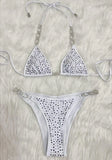 Zingj New Bikini Sexy Hot Diamond Split Women's Swimsuit Solid Color Strap Bikini