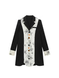 Women's Dress Vintage Korean Style Patchwork Long Dresses Fashion Harajuku Casual Black Print A-line Midi Dresses Clothes