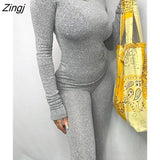Fall Gray 2 Two Piece Sets Tracksuit Womens Outfits 2022 Long Sleeve Tops And Pants Sets Ladies Casual Matching