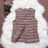 90% Ultra Light White Duck Down Women Vest Thin Coat Women Duck Down Sleeveless Jacket V Collar Or O Collar