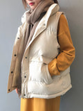 Simple Down Coats Women Autumn And Winter Solid Color Turn Down Collar Zipper Sleeveless Puffer Jacket Chaquetas