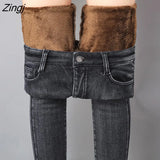 Women's pencil pants skinny jeans women jean femme mom denim jeans woman high waist 2021 winter thick warm
