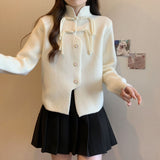 Zingj Chinese Style National Wind This Year Red Female Sweater Spring 2024 New Festive Plate Button Jacket Pin Button Cardigan-Outfit