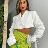 Button Elegant Blazer For Women Coats Autumn Long Sleeve Short Jacket Female Fashion Notched Collar Blazers