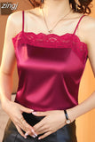 Fashion Top Women Summer Solid Womens Clothing Tube Tops Lace Satin Silk Female Tops Office Lady Chiffon Short Crop