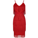 Bandage Dress 2021 Summer Red Party Dress Evening Luxury Women Tassel Fringed Black Sexy Bodycon Dress Club