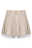 Cotton Linen Pleated Mini Skirt- Outfit