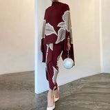 High Street Skirts Suits Spring Women Fashion Floral Print Party Set Casual Loose Asymmetric Commuter Outfits 2023