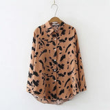 Autumn Vintage Leopard Print Buttons Shirt Top Women Elegant Fashion Long Sleeve Blouse Lady Loose Casual All-match