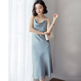 Women Solid Spaghetti Straps Backless Sleeveless Sexy Dresses Bottom Length Ladies Casual Dress Ne'w Summer Party