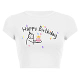 Zingj Simple Print T Women's Fashion Print Crop