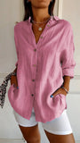 New Single-Dran Buckle Folding Collar Shirt Burst Lady Solid Color Can Sleeve