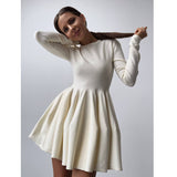 Round Collar Waist Knitted Dress Women's High-End Ins Windy Folded Sweater