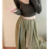 Cotton Linen Wide Leg Pants Women Streetwear High Waist Casual Full Length Y2K Korean Loose All Match Straight