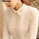 women tops white lace blouse shirt womens tops and blouses long sleeve women shirts elegant blusas camisas