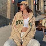 Vintage Oversized Women Hoodies Harajuku Aesthetic Zip Up Hooded Sweatshirt Top Long Sleeve 2022 E Girl Clothes Casual