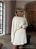 Sale Of Pure Color Round-Neck Sweater Plus 100-Fold Skirt Suit Woman 2025 New Knitted Short Skirt