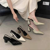 Green With Skirt Pointed High Heels Femininity Paint Leather Coarse Fairy