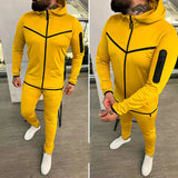 Spring Men's Zipper Hoodie Coat + Long Pants 2pc Set High Quality Casual Sweatpants Outfit Fashion Solid Slim Men