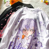Dark Anime Girl Print Sweatshirts Long Sleeve Basic Tops 2021 Autumn New Fashion Large 2XL Teens Clothes Japanese