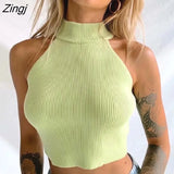 Style Summer New sexy Ladies tops 2021 Slim Crop Elastic Solid Color Narrow Shoulder Vest black tops women tank