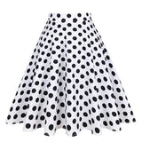 Dot 50s Vintage Woman Tunic Skirt High Waist Pleated Midi Retro Clothing Summer Audrey Hepburn Chic Swing Beach