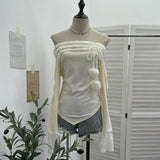 Bow Collar Long Sleeve Shirt Short Umbilly Pure Lust Wind Shoulder Coat