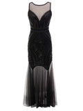 backless sequin maxi summer dress women 2022 see through bodycon mesh birthday party dress evening prom dresses