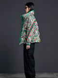 Winter European Fashion Brand Color Splicing Printed High-End Down Jacket Female Thick White Duck Down Short Women's