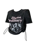 Summer Funny Shirt Women T-Shirts Y2k Harajuku Fashion Korean Vintag Print Crop Tops Vintage Short Sleeve Gothic Black