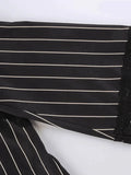 striped long sleeve blouse with V-neck and