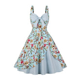 Bow Front Pink Floral 50s Rockabilly Tea Dresses Robe De Cocktail Women Spaghetti Strap Party Elegant Summer Pinup