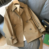 New Autumn Winter Khaki Minimalist Women's Trench Coat Sashes Windbreaker Loose Long Sleeve Double Breasted