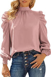 Sleeve Turtleneck Bubble Casual High Collar Loose Top Women's