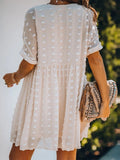 Solid Dresses For Women Fashion V Neck Short Sleeve Elegant Party Ladies Plus Size Boho Casual Mini Chiffon