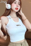 Hotsweet Slim High Waist Camis Black Sexy U Neck Crop Tops Short Tanks Y2k Women Grunge Hip Hop Tank Gothic