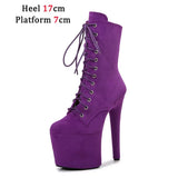 Stripper Sexy Combat Fetish 8 Inch High Heels Platform Ankle Boots Women Winter Gothic Shoes 20CM ArmyGreen Pole Dancing