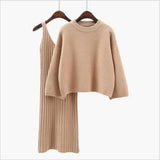 Sweater Set Women's Fashion Two-piece Skirt 2021 Spring And Autumn Solid Color Student