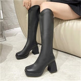 size women's boots, high-heeled fashion boots, women's legs, thick and thin, rear zipper, thick heel and high