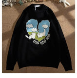 Outerwear Sweaters women Knitted Heart Cat Cloud Casual Harajuku Streetwear Jumpers Hip Hop Loose Sweater Tops