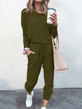 Spring And Autumn Women's New Women's Loose-Fitting Solid-Colored Drawstring Long-Sleeved Casual