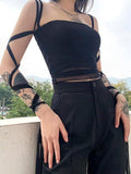 Bandage Detail Mesh Crop Cami Top- Outfit