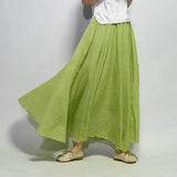 2020 Summer Women Skirt Linen Cotton Vintage Long Skirts Elastic Waist Boho Beige Pink Maxi Skirts Faldas
