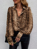 Stylish And Elegant Leopard-Print Long-Sleeved Shirt Shirt