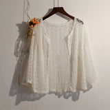 Cutout Knitted Cardigan Sweater Women Five-point Sleeves Thin Sunscreen Air Conditioning Short Sweater Female Spring