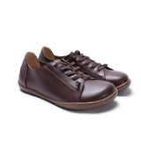 Zingj Layer Cowhide Large Size Handmade Shoes Female Farmer's Shoes Pedal Lazy Bean Shoes Retro Leather Flat Shoes-Outfit