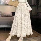 Aesthetic Floral Ruffled Maxi Skirt Outfit